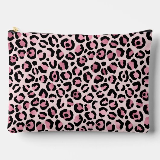 Chic rosa schwarzes Leopardenmuster Zubehörtasche (Vorderseite)