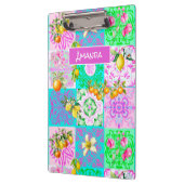 Chic rosa sizilianische Zitruscollage Blumenziegel Klemmbrett (Links)