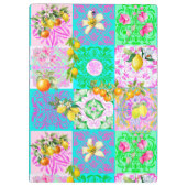 Chic rosa sizilianische Zitruscollage Blumenziegel Klemmbrett (Rückseite)
