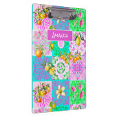 Chic rosa sizilianische Zitruscollage Blumenziegel Klemmbrett (Rechts)