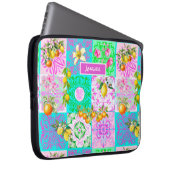 Chic rosa sizilianische Zitruscollage Blumenziegel Laptopschutzhülle (Vorne Rechts)
