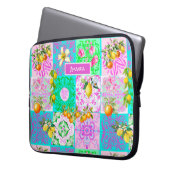 Chic rosa sizilianische Zitruscollage Blumenziegel Laptopschutzhülle (Vorderseite Links)