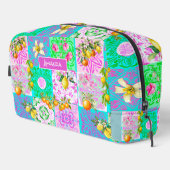 Chic rosa sizilianische Zitruscollage Blumenziegel Waschbeutel (Rechte Ecke)