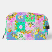 Chic rosa sizilianische Zitruscollage Blumenziegel Waschbeutel (Rückseite)