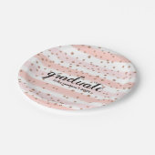 Chic-Rosa u. Goldgestreifter Pappteller (Schrägansicht)