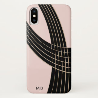 Chic Rosa und Black Art Deco Kurven mit Monogramm Case-Mate iPhone Hülle