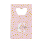 Chic Rosa und Gold Dots Monogram Name Geldbeutel Flaschenöffner (Rückseite)