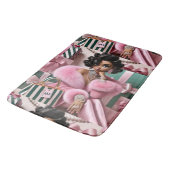 Chic Rosa und Grün Badematte (Schrägansicht)