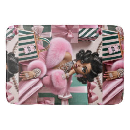 Chic Rosa und Grün Badematte