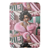 Chic Rosa und Grün Badematte (Vorderseite Vertikal)