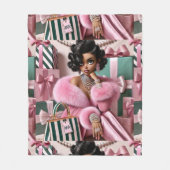 Chic Rosa und Grün Fleecedecke (Vorderseite)