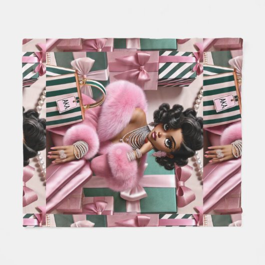 Chic Rosa und Grün Fleecedecke (Vorderseite (Horizontal))