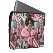 Chic Rosa und Grün Laptopschutzhülle (Vorne Rechts)