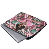 Chic Rosa und Grün Laptopschutzhülle (Vorne Knopf)