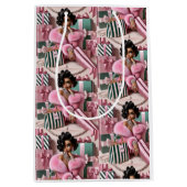 Chic Rosa und Grün Mittlere Geschenktüte (Vorderseite)