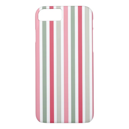 Chic Rosa und grüne Streifen Case-Mate iPhone Hülle (Rückseite)