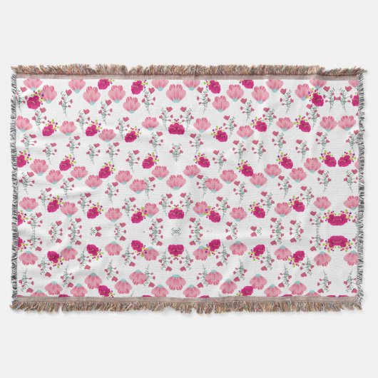 Chic rosa und rot floraler Druck nahtlos Muster Decke (Vorderseite)