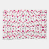 Chic rosa und rot floraler Druck nahtlos Muster Geschirrtuch (Horizontal)