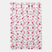 Chic rosa und rot floraler Druck nahtlos Muster Geschirrtuch (Vertikal)