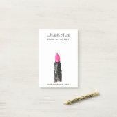 Chic rosa und schwarz Aquarellpinsel Makeup Post-it Klebezettel (Auf Schreibtisch)
