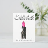 Chic rosa und schwarz Aquarellpinsel Makeup Postkarte (Stehend Vorderseite)