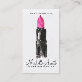 Chic rosa und schwarz Aquarellpinsel Makeup Visitenkarte (Vorderseite)