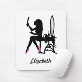 Chic-rosa und schwarze Frau der Mode-Silhouette Mousepad (Mit Mouse)