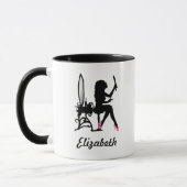 Chic-rosa und schwarze Frau der Mode-Silhouette Tasse (Links)