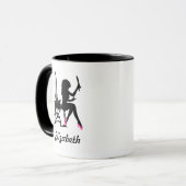 Chic-rosa und schwarze Frau der Mode-Silhouette Tasse (Vorderseite Links)
