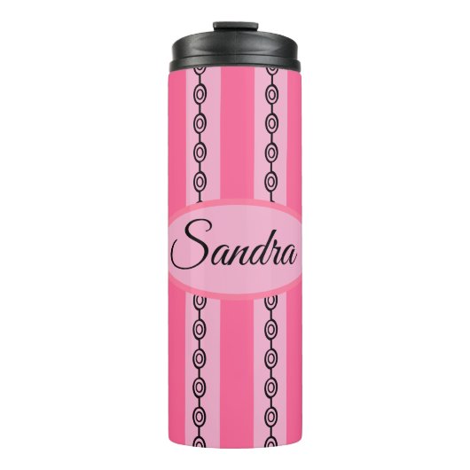 Chic rosa und schwarzes Mod-Muster, benutzerdefini Thermosbecher (Vorderseite)