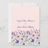 Chic rosa violett grüne Aquarellfarben Hochzeit mi Einladung (Rückseite)