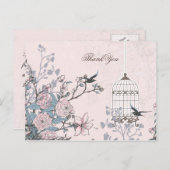 Chic rosa Vogelkäfig, Liebesvögel Danke Postkarte (Vorne/Hinten)