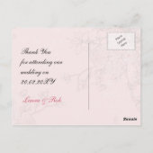 Chic rosa Vogelkäfig, Liebesvögel Danke Postkarte (Rückseite)