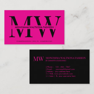Chic rosafarbene Typografie Monogramm Beschriftung Visitenkarte