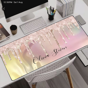 Chic rosafarbener Einhorn mit tropfendem Glitter M Schreibtischunterlage