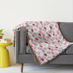 Chic rosafarbenes und rotes Blumenmuster nahtloses Decke