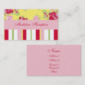 Chic Rose and Stripes Visitenkarte (Vorne/Hinten)