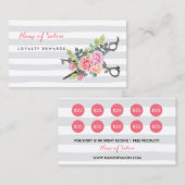 Chic Rose Blumenschere Salon Loyalty Punch Card Treuekarte (Vorne/Hinten)