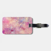 Chic rose blush pink holographic dripping monogram gepäckanhänger (Rückseite horizontal)