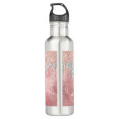 Chic Rose Blush Silber Tropfen Monogramm Edelstahlflasche (Rückseite)