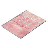 Chic Rose Blush Silber Tropfen Monogramm Notizbloc Notizblock (Linke Seite)