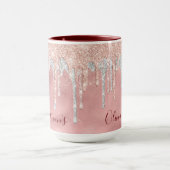 Chic Rose Blush Silber Tropfen Monogramm Tasse (Zentrum)
