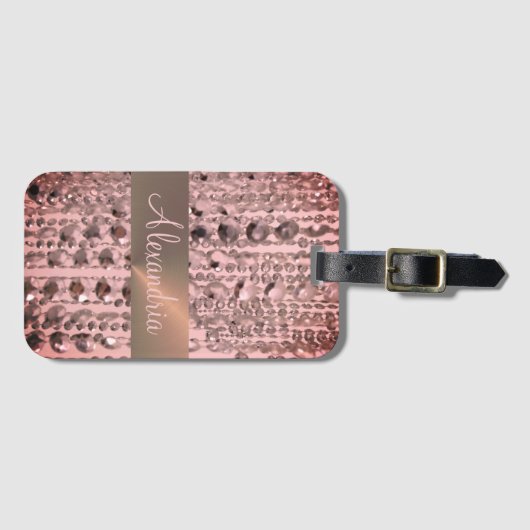 Chic Rose Blush Stringperlen Gepäckanhänger (Vorderseite (Horizontal))