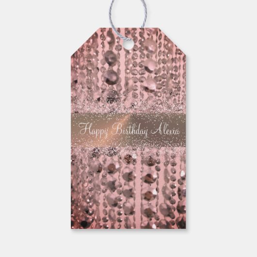 Chic Rose Blush Stringperlen Geschenkanhänger (Rückseite)