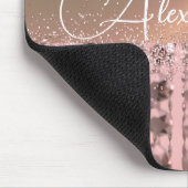 Chic Rose Blush Stringperlen Glitterie Mousepad (Ecke)