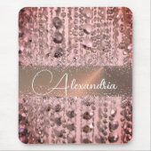Chic Rose Blush Stringperlen Glitterie Mousepad (Vorne)