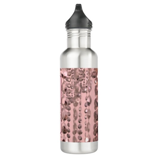 Chic Rose Blush Stringperlen Personalisiert Edelstahlflasche (Rechts)