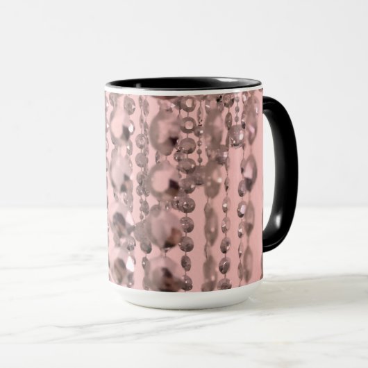 Chic Rose Blush Stringperlen Personalisiert Tasse (VorderseiteRechts)