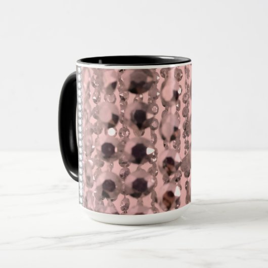 Chic Rose Blush Stringperlen Personalisiert Tasse (Vorderseite Links)