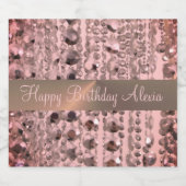 Chic Rose Blush Stringperlen Schaumweinetikett (Einzelnes Label)